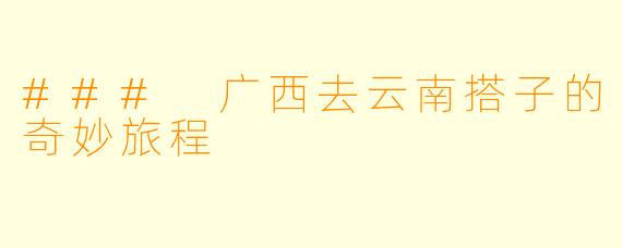 ### 广西去云南搭子的奇妙旅程