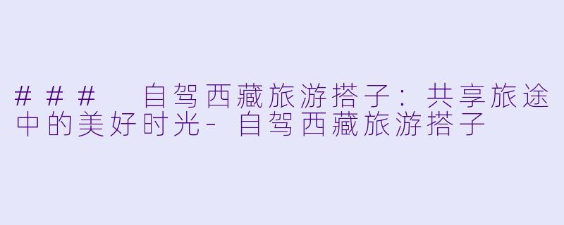 ### 自驾西藏旅游搭子：共享旅途中的美好时光-自驾西藏旅游搭子