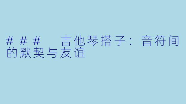 ### 吉他琴搭子：音符间的默契与友谊
