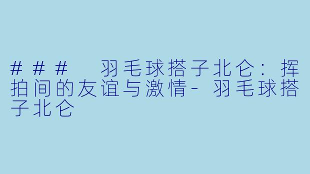 ### 羽毛球搭子北仑:挥拍间的友谊与激情