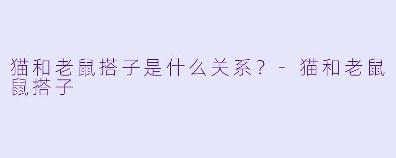 猫和老鼠搭子是什么关系？