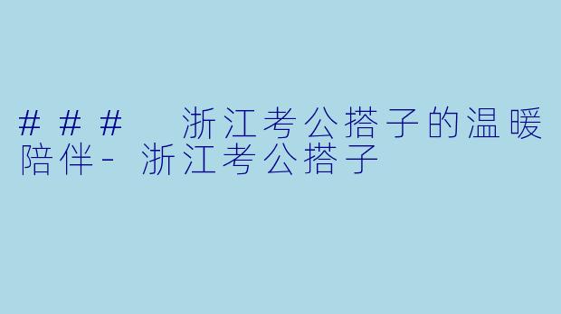 ### 浙江考公搭子的温暖陪伴-浙江考公搭子