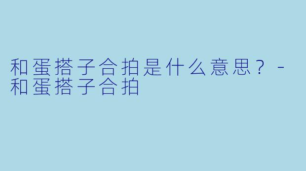和蛋搭子合拍是什么意思？