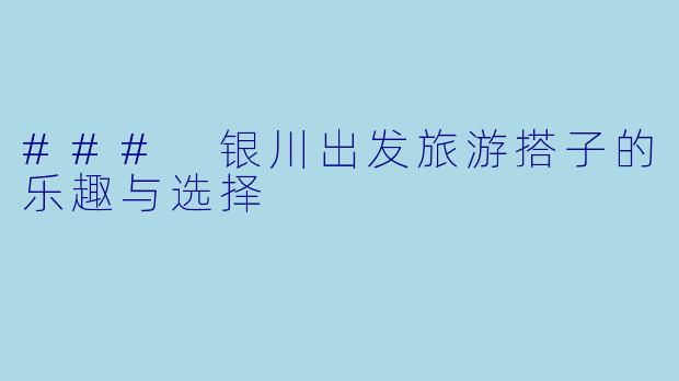 ### 银川出发旅游搭子的乐趣与选择