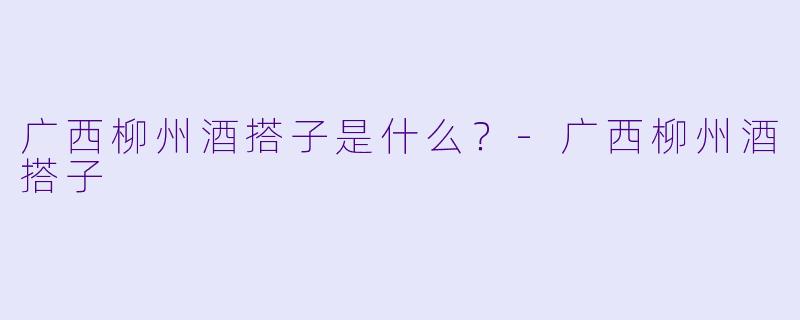 广西柳州酒搭子是什么？
