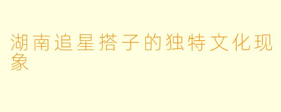 湖南追星搭子的独特文化现象