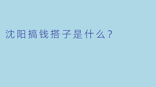 沈阳搞钱搭子是什么？
