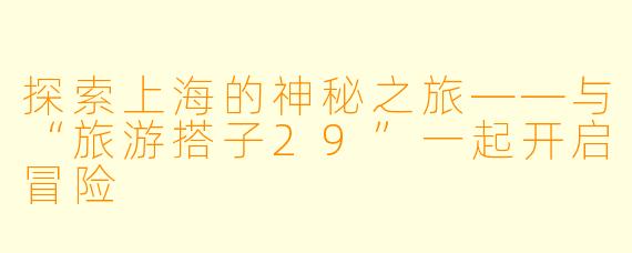 探索上海的神秘之旅——与“旅游搭子29”一起开启冒险