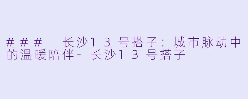 ### 长沙13号搭子:城市脉动中的温暖陪伴
