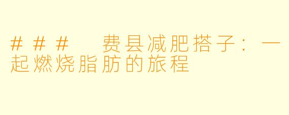 ### 费县减肥搭子：一起燃烧脂肪的旅程