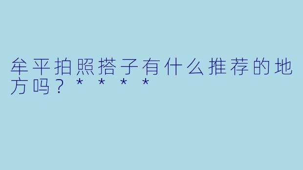 牟平拍照搭子有什么推荐的地方吗？****
