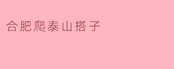 合肥爬泰山搭子