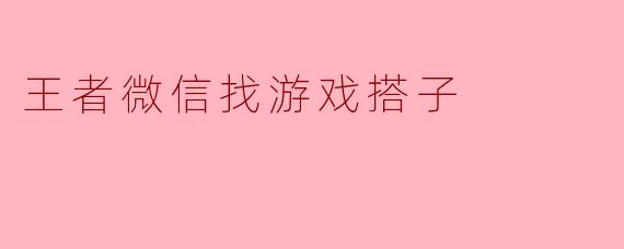 王者微信找游戏搭子