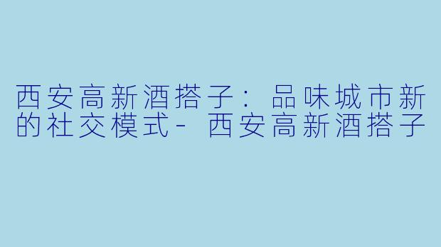 西安高新酒搭子：品味城市新的社交模式-西安高新酒搭子
