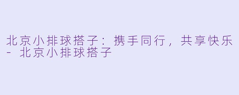 北京小排球搭子:携手同行,共享快乐