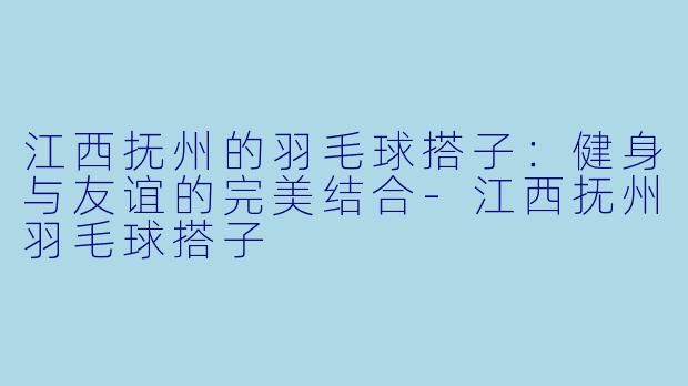 江西抚州的羽毛球搭子:健身与友谊的完美结合