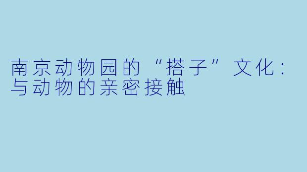 南京动物园的“搭子”文化：与动物的亲密接触