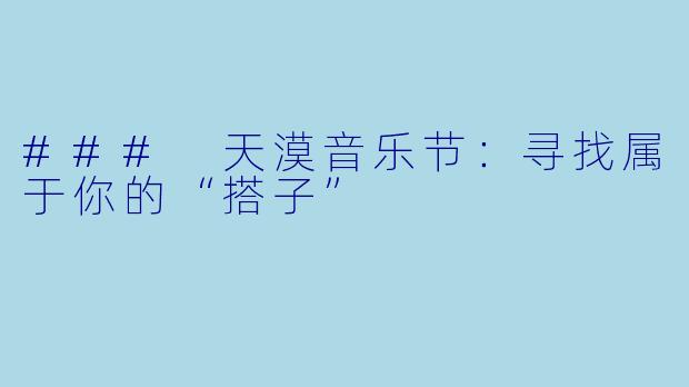 ### 天漠音乐节:寻找属于你的“搭子”