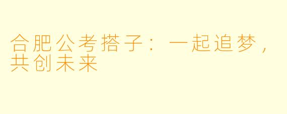 合肥公考搭子：一起追梦，共创未来