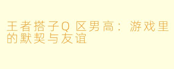 王者搭子Q区男高:游戏里的默契与友谊