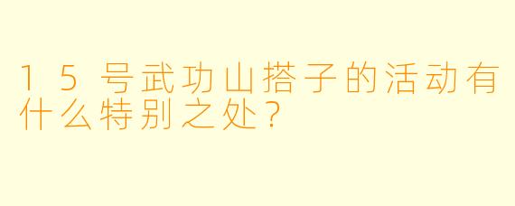 15号武功山搭子的活动有什么特别之处？