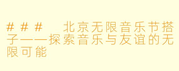 ### 北京无限音乐节搭子——探索音乐与友谊的无限可能