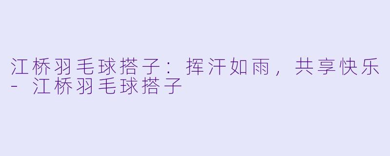江桥羽毛球搭子：挥汗如雨，共享快乐-江桥羽毛球搭子