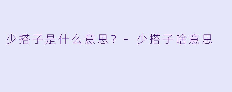 少搭子是什么意思？