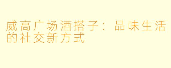 威高广场酒搭子：品味生活的社交新方式