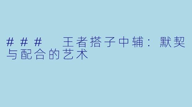 ### 王者搭子中辅:默契与配合的艺术