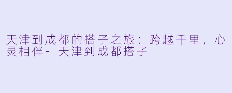 天津到成都的搭子之旅：跨越千里，心灵相伴-天津到成都搭子