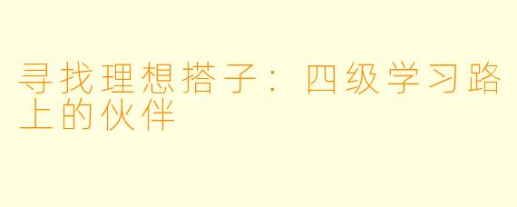 寻找理想搭子：四级学习路上的伙伴