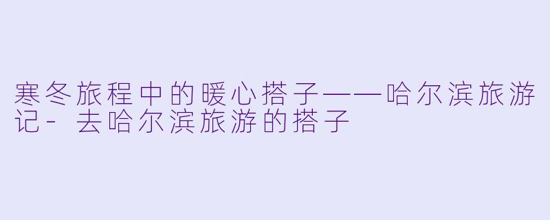 寒冬旅程中的暖心搭子——哈尔滨旅游记-去哈尔滨旅游的搭子