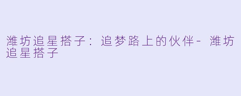 潍坊追星搭子：追梦路上的伙伴-潍坊追星搭子