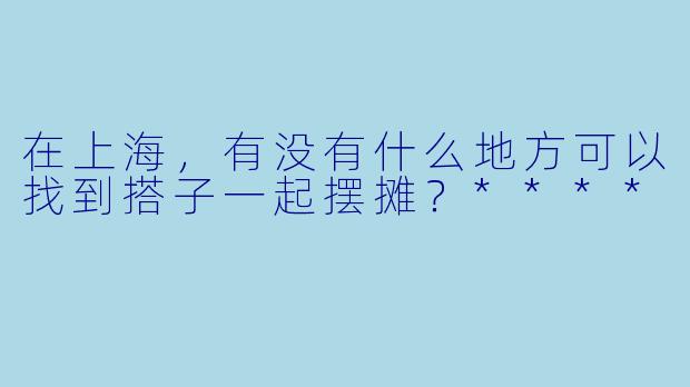 在上海，有没有什么地方可以找到搭子一起摆摊？****
