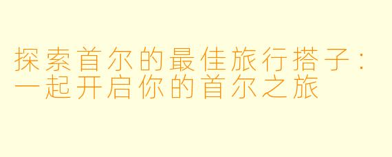 探索首尔的最佳旅行搭子：一起开启你的首尔之旅