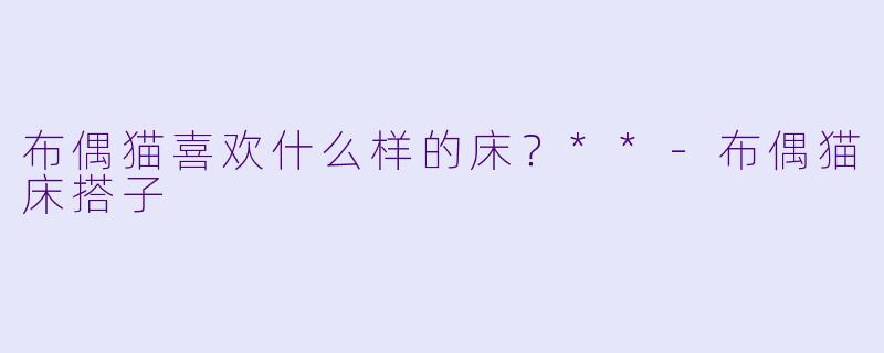 布偶猫喜欢什么样的床？**-布偶猫床搭子