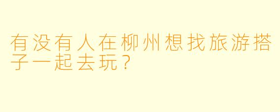有没有人在柳州想找旅游搭子一起去玩？  