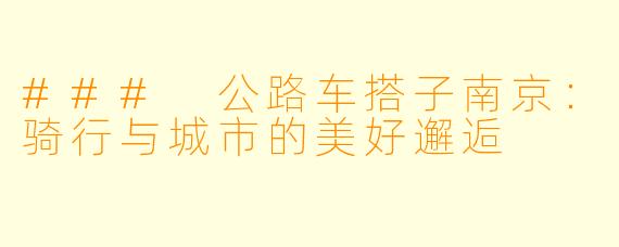 ### 公路车搭子南京：骑行与城市的美好邂逅