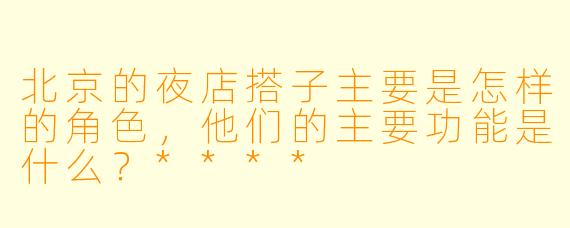 北京的夜店搭子主要是怎样的角色,他们的主要功能是什么?****