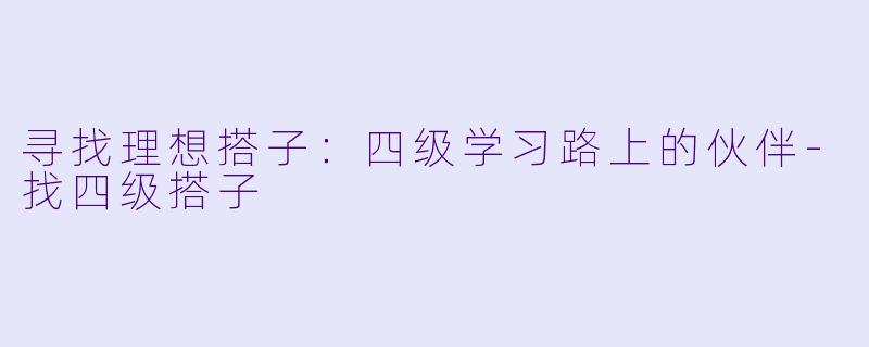 寻找理想搭子:四级学习路上的伙伴