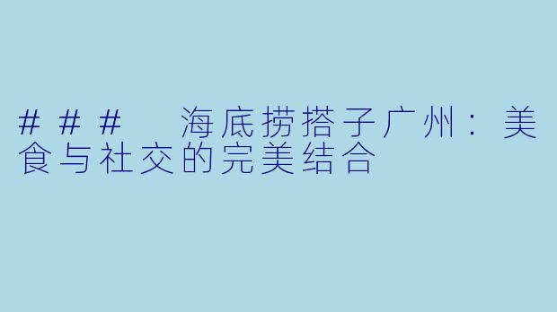 ### 海底捞搭子广州：美食与社交的完美结合