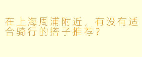 在上海周浦附近,有没有适合骑行的搭子推荐?