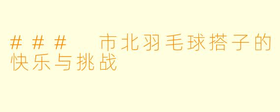 ### 市北羽毛球搭子的快乐与挑战