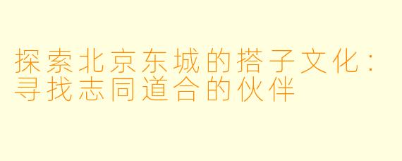 探索北京东城的搭子文化：寻找志同道合的伙伴