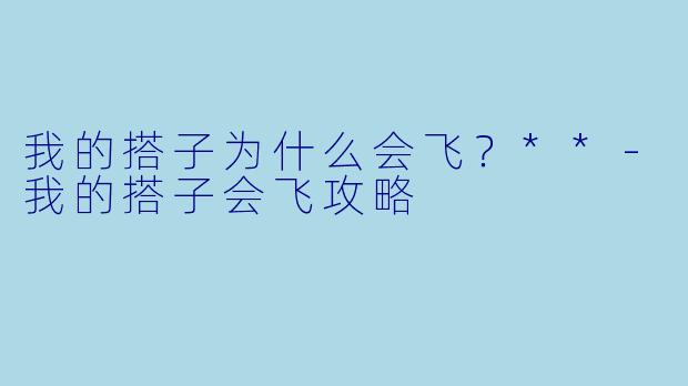 我的搭子为什么会飞?**