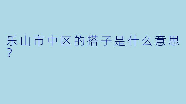 乐山市中区的搭子是什么意思？
