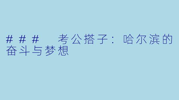 ### 考公搭子：哈尔滨的奋斗与梦想
