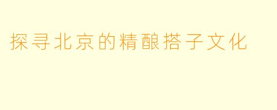 探寻北京的精酿搭子文化
