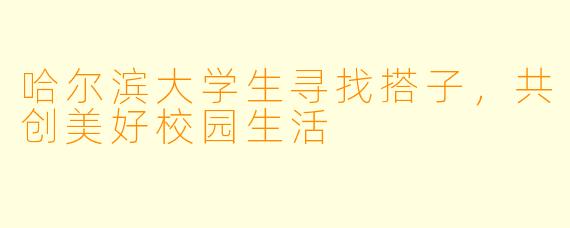 哈尔滨大学生寻找搭子，共创美好校园生活